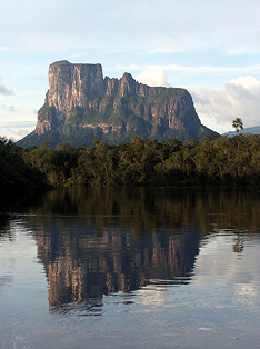 Auyán-tepui reflected in the water, Venezuela